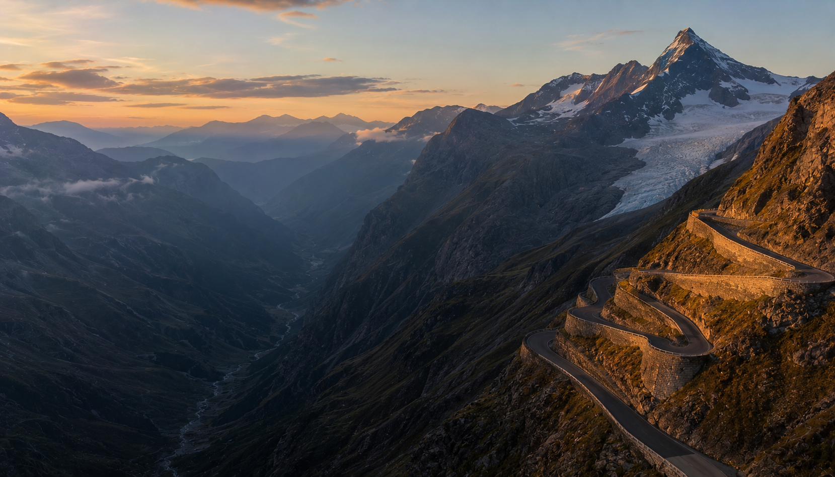 Alpine pass at sunrise · Austria